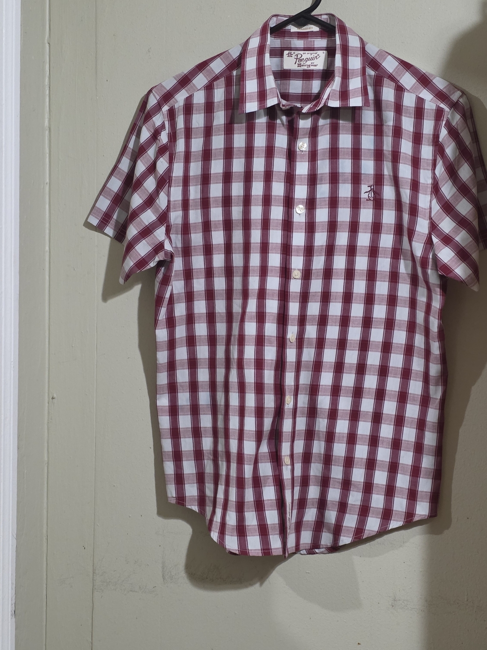 Original Penguin Men's Checkered Short Sleeve Button Up Shirt Size S
